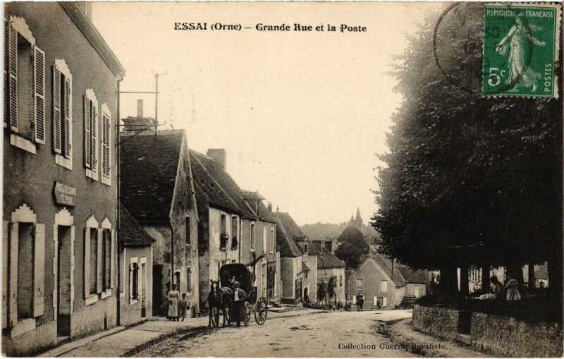 Carte postale ancienne Essai Grande Rue et la Poste