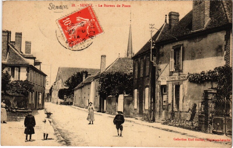 Carte postale ancienne Senan Bureau de Poste à Senan