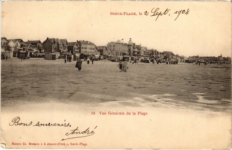 Carte postale ancienne Berck-Plage vue generale de la Plage à Berck