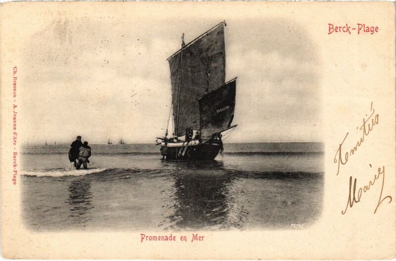 Carte postale ancienne Berck-Plage Promenade en Mer à Berck
