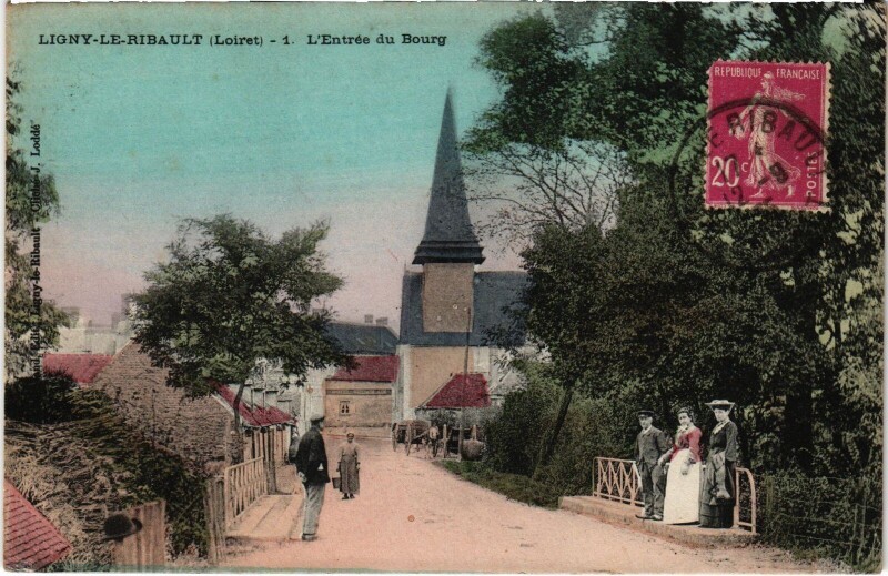 Carte postale ancienne Ligny-le-Ribault Entrée du Bourg à Ligny-le-Ribault