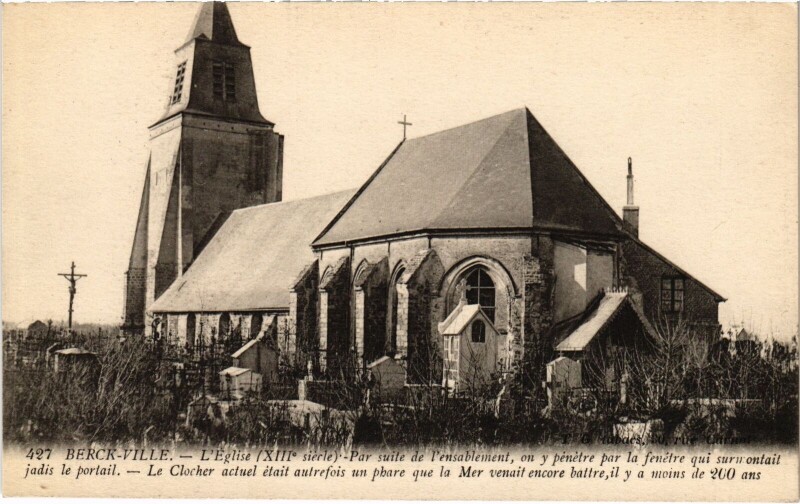 Carte postale ancienne Berck-Ville l'Eglise à Berck