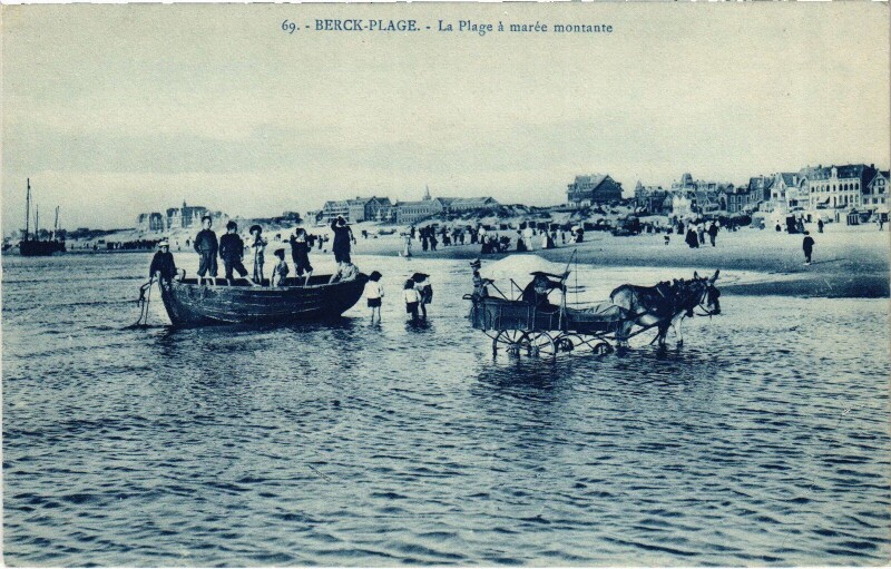 Carte postale ancienne Berck-Plage La Plage a maree montante à Berck