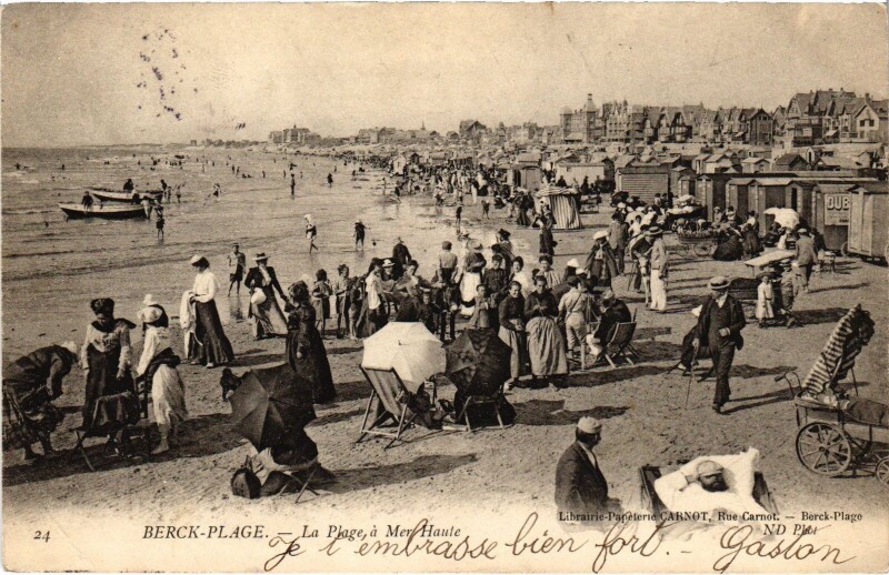 Carte postale ancienne Berck-Plage La plage a mer haute à Berck