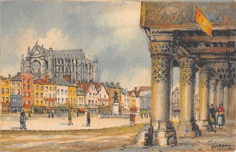 Carte postale ancienne Beauvais - Les Trois Piliers - Place Jeanne D'Arc à Beauvais