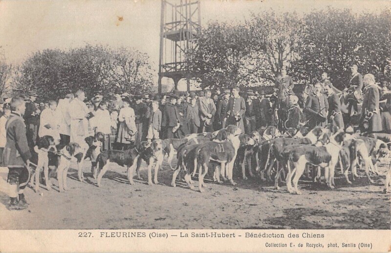 Carte postale ancienne Fleurines - La Saint Hubert La Benediction Des Chiens - Chasse à Fleurines