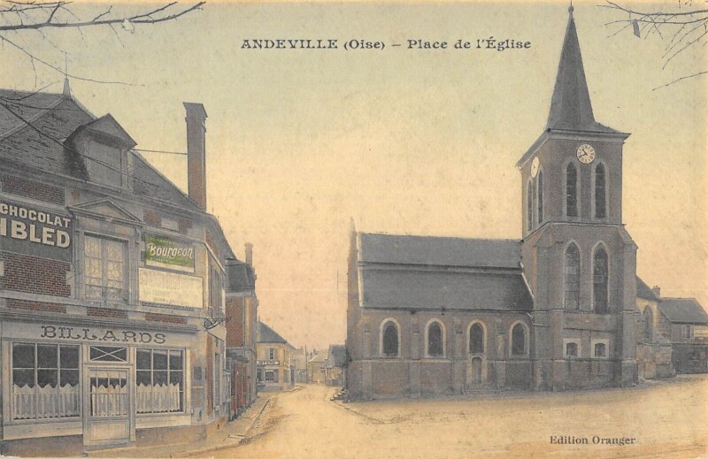 Carte postale ancienne Andeville - Place De L'Eglise à Andeville