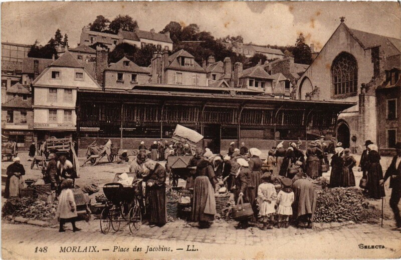Carte postale ancienne Morlaix Place des jacobins à Morlaix