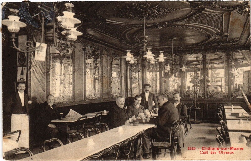 Carte postale ancienne Chalons-sur-Marne Café des oiseaux