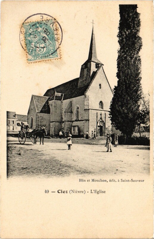 Carte postale ancienne Ciez Eglise