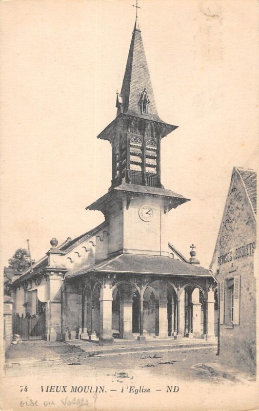Carte postale ancienne Vieux Moulin - L'Eglise à Vieux-Moulin