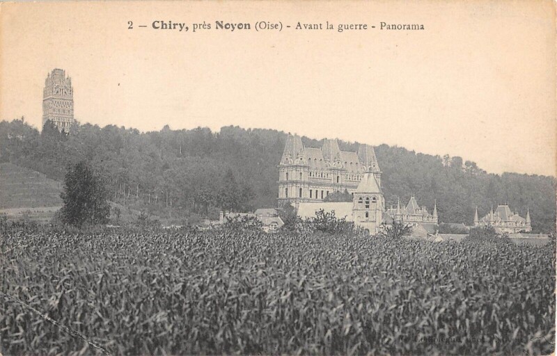 Carte postale ancienne Chiry - Pres Noyon - Avant Guerre Panorama à Noyon