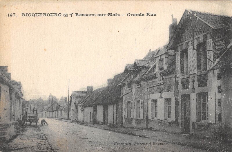 Carte postale ancienne Ricquebourg Ressons Sur Matz Grande Rue à Ressons-sur-Matz