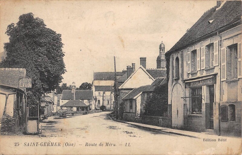 Carte postale ancienne Saint Germer - Route De Meru