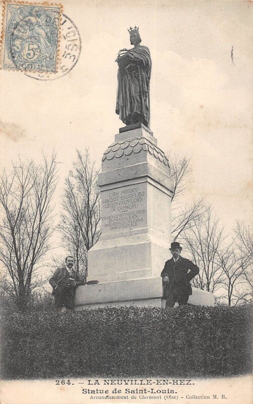 Carte postale ancienne La Neuville En Hez - Statue Saint Louis à La Neuville-en-Hez