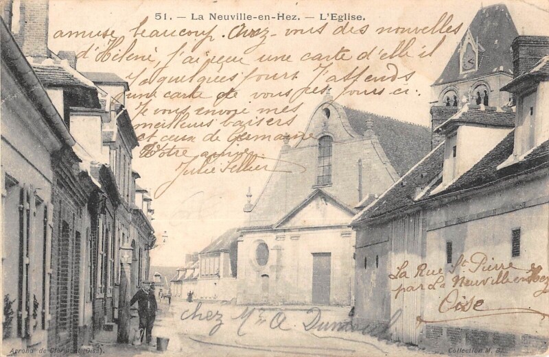 Carte postale ancienne La Neuville En Hez - Eglise à La Neuville-en-Hez
