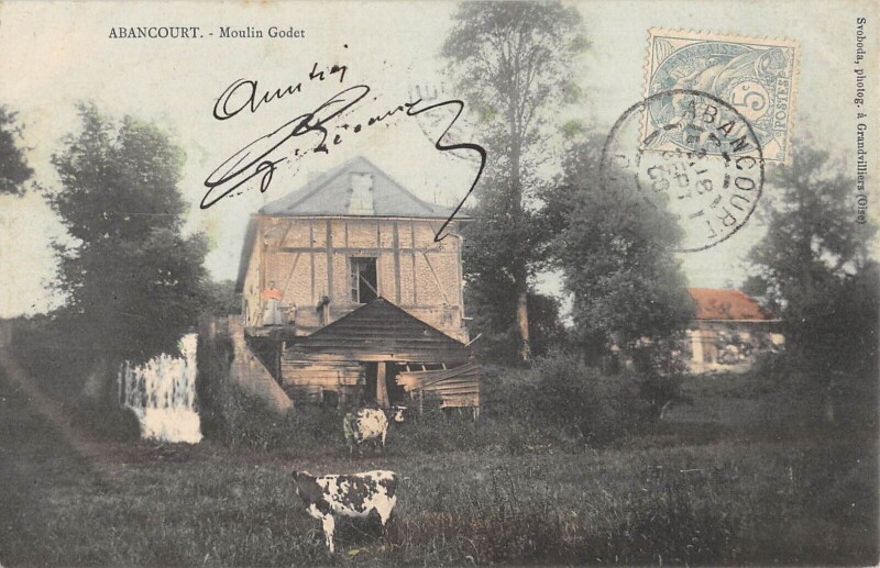 Carte postale ancienne Abancourt - Moulin Godet à Abancourt