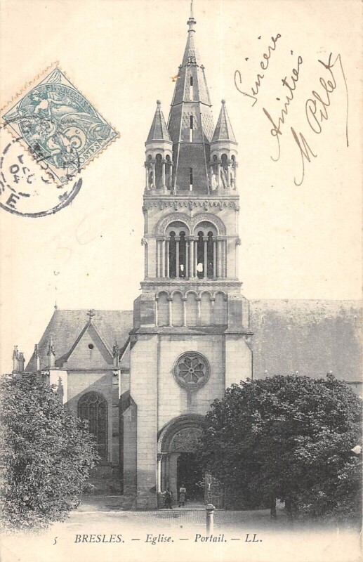Carte postale ancienne Bresles - Eglise - Portail à Bresles