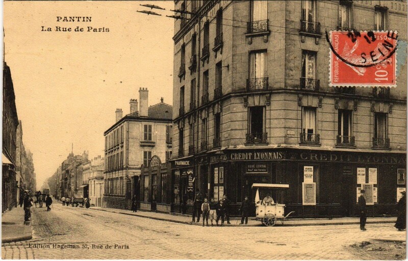 Carte postale ancienne Pantin Rue de Paris à Pantin