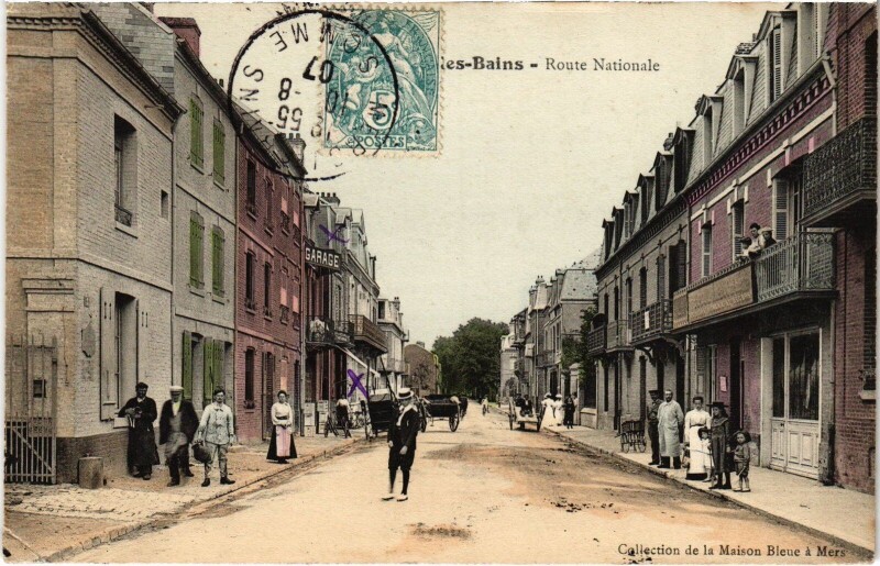 Carte postale ancienne Mers-les-Bains Route Nationale à Mers-les-Bains