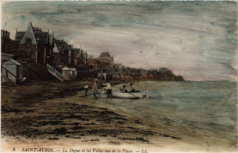 Carte postale ancienne Saint-Aubin La Digue et les Villas