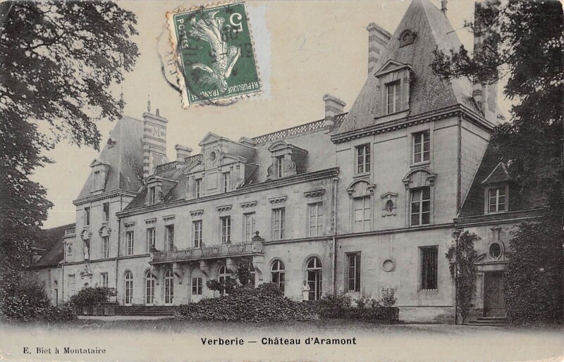 Carte postale ancienne Verberie - Chateau D'Aramont - cpa émail à Verberie