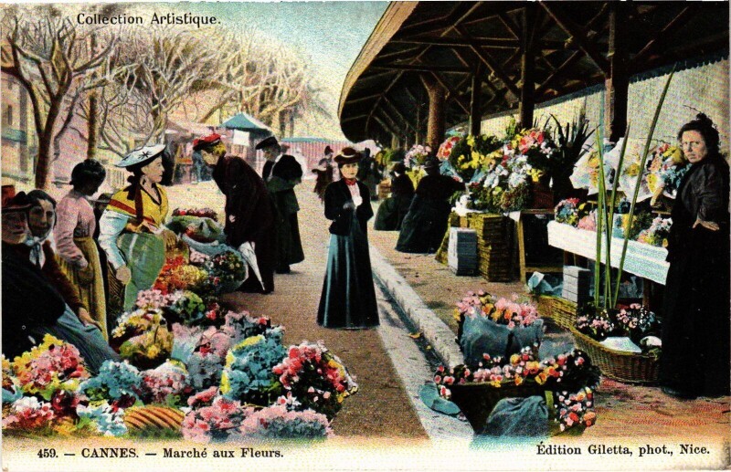 Carte postale ancienne Cannes Marché aux Fleurs à Cannes