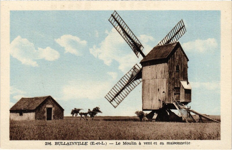 Carte postale ancienne Bullainville Le Moulin a vent à Bullainville