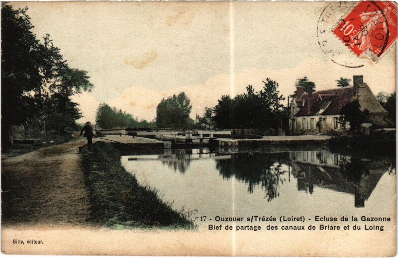 Carte postale ancienne Ouzouer-sur-Trézée Ecluse de la Gazonne Briare et du Loing à Briare