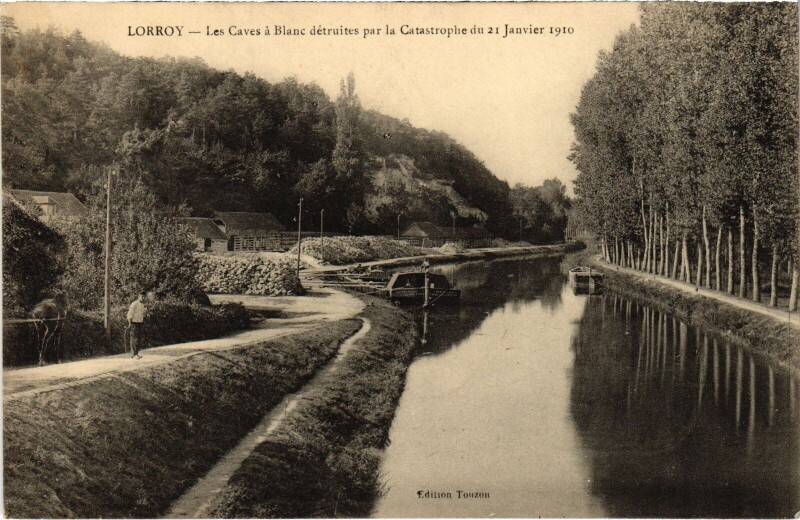 Carte postale ancienne Lorroy Caves a Blanc par la Catastrophe du 10 janvier 1910
