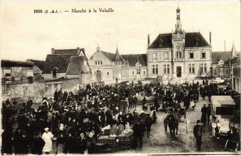 Carte postale ancienne Brou Marché a la Volaille