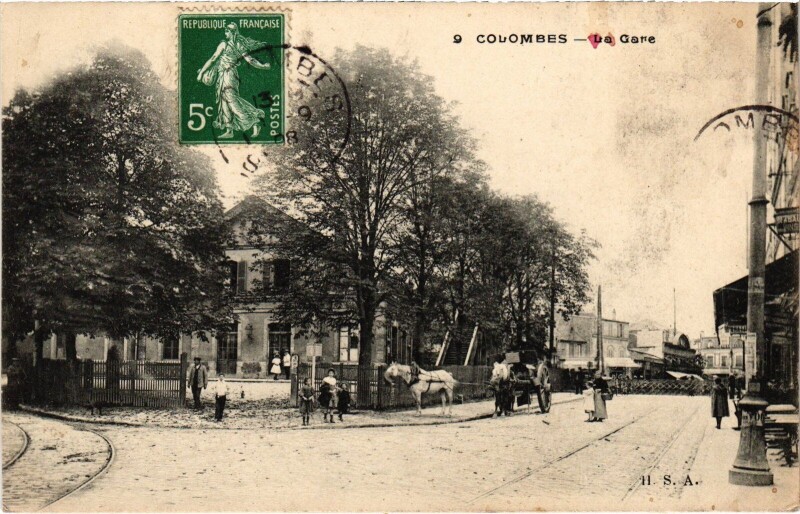 Carte postale ancienne Colombes La Gare Railway Station à Colombes