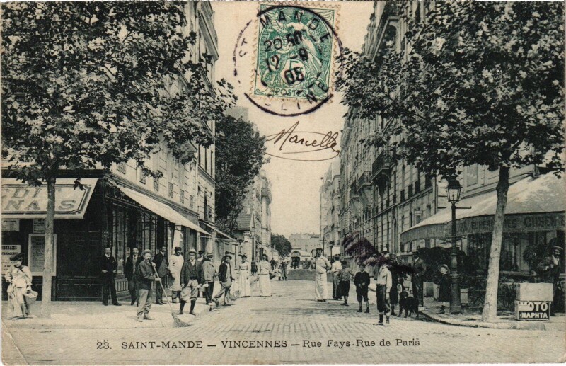 Carte postale ancienne Saint-Mandé Vincennes Rue Fays Rue de Paris à Saint-Mandé
