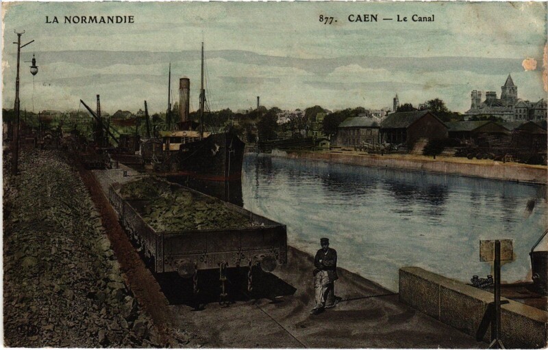 Carte postale ancienne Caen le Canal