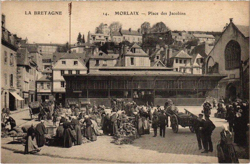 Carte postale ancienne Morlaix Place des jacobins à Morlaix