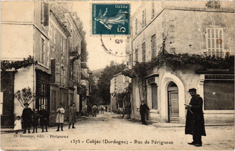 Carte postale ancienne Cubjac Rue de Pérgueux