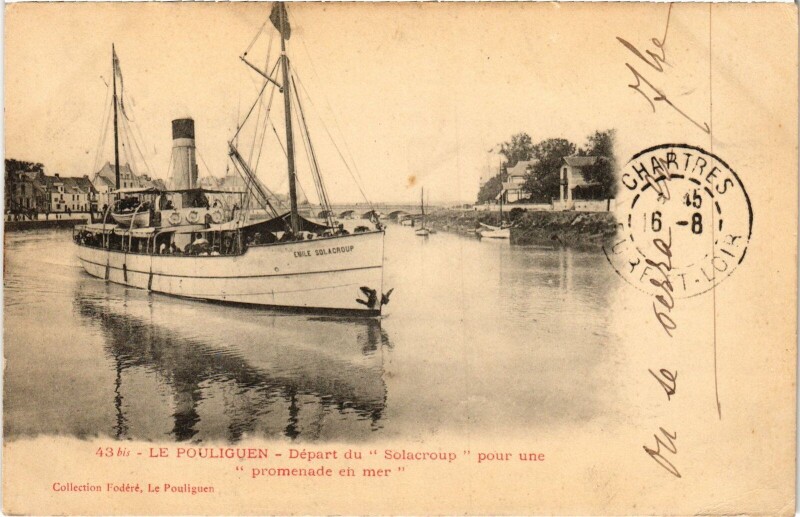 Carte postale ancienne Le Pouliguen Départ du Solacroup pour une promenade en mer au Pouliguen
