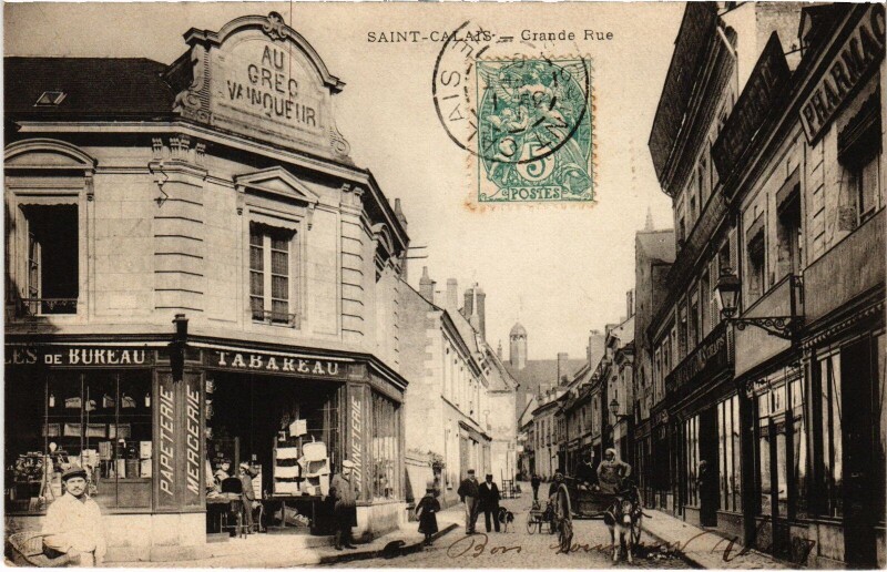 Carte postale ancienne Saint-Calais Grande Rue à Saint-Calais