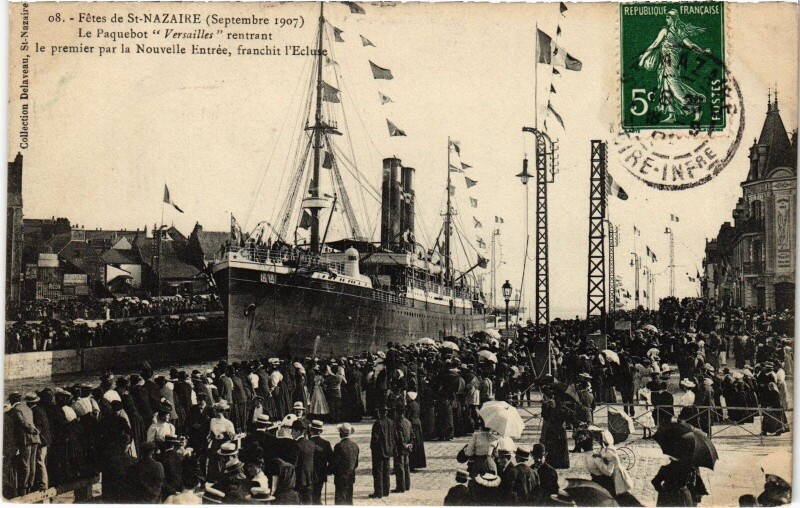 Carte postale ancienne Fetes de Saint-Nazaire Paquebot Versailles à Saint-Nazaire