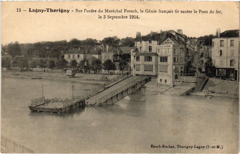 Carte postale ancienne Lagny Inondations Pont de fer