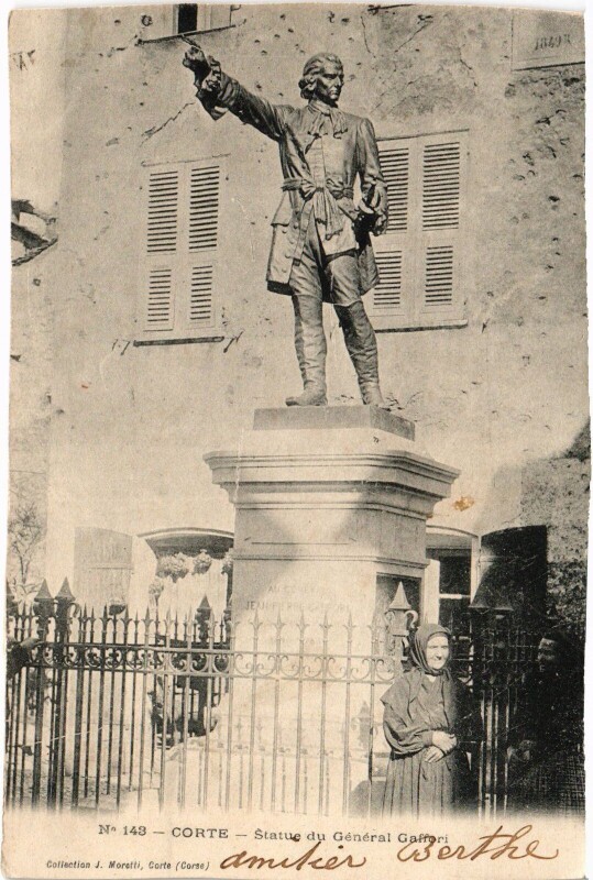 Carte postale ancienne Corte Statue du Generale Gaffori à Corte