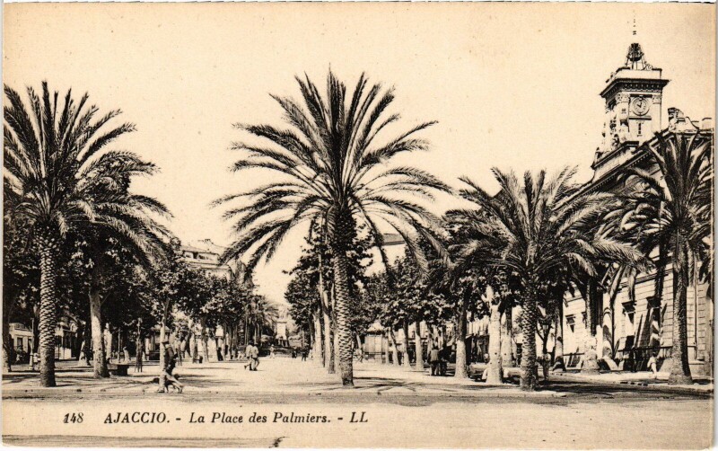 Carte postale ancienne Ajaccio La Place des Palmiers à Ajaccio