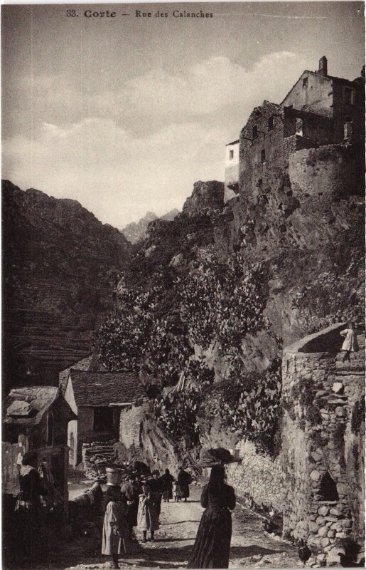 Carte postale ancienne Corte Rue des Calanches à Corte