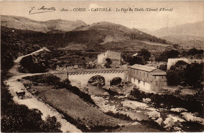 Carte postale ancienne Castirla Le Pont du Diable à Castirla