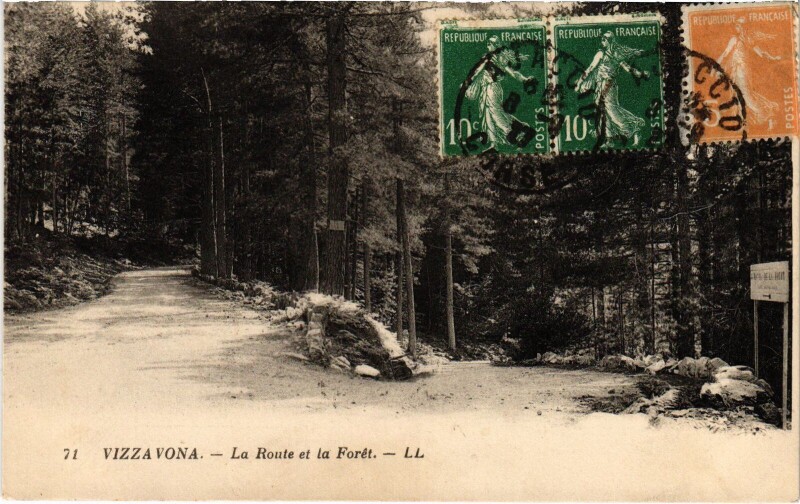 Carte postale ancienne Vizzavona - La Route et la Foret