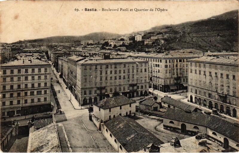 Carte postale ancienne Bastia Boulevard Paoli et Quartier de l'Opera à Bastia
