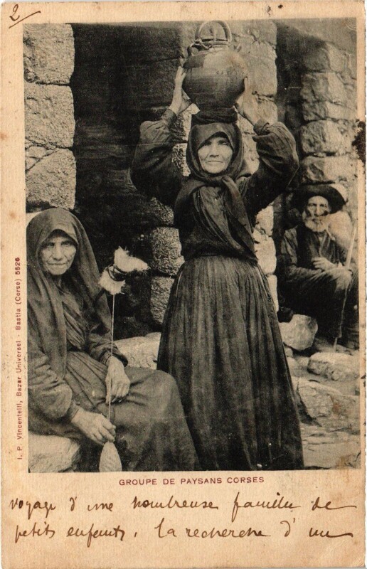 Carte postale ancienne Groupe de Paysans Corses - Types