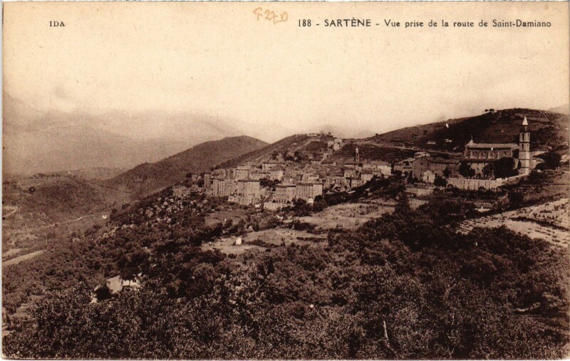 Carte postale ancienne Sartene Vue prise de la Route de Saint-Damiano