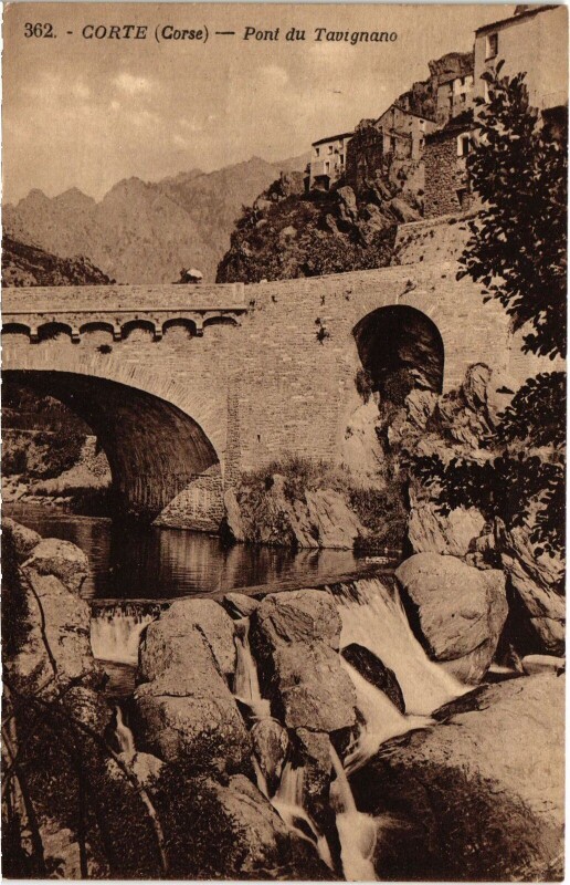Carte postale ancienne Corte Pont du Tavignano à Corte
