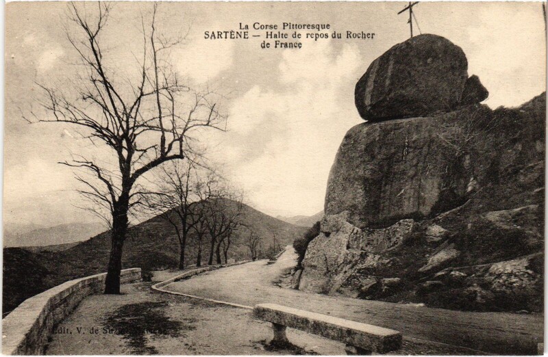 Carte postale ancienne Sartene Halte de Repos du Rocher de France